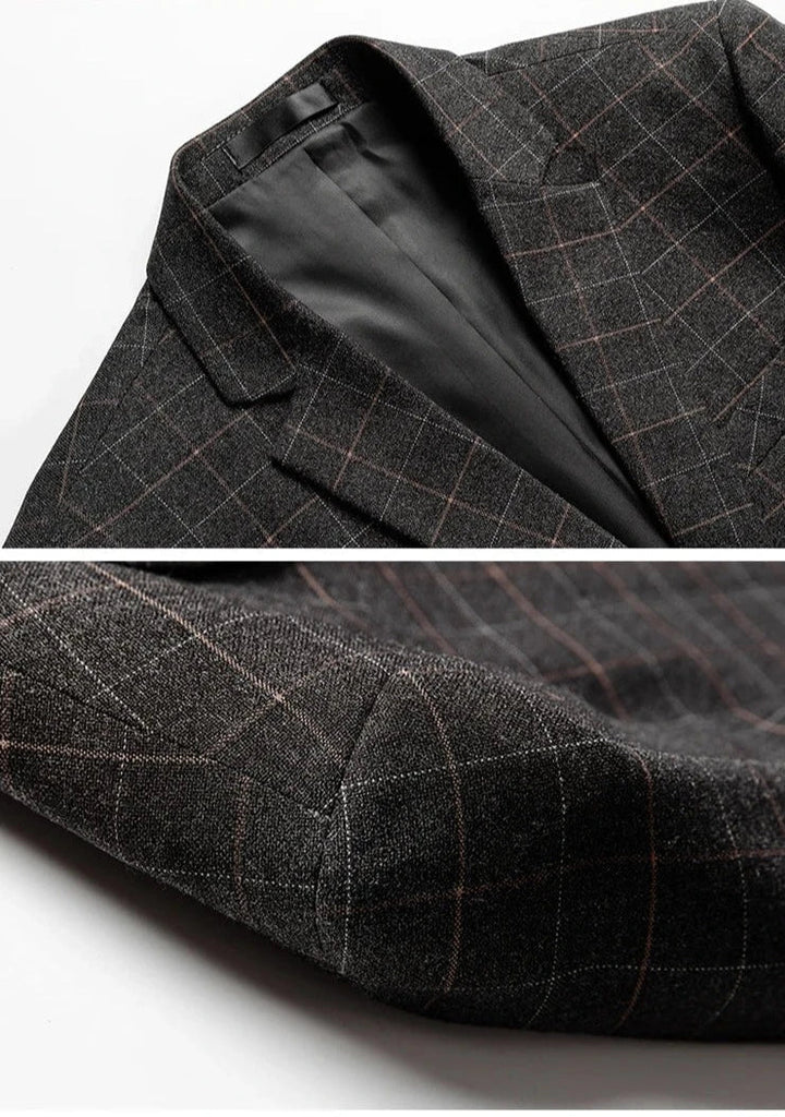 Herren Sakko Karo Design Slim-Fit Hochwertige Materialien