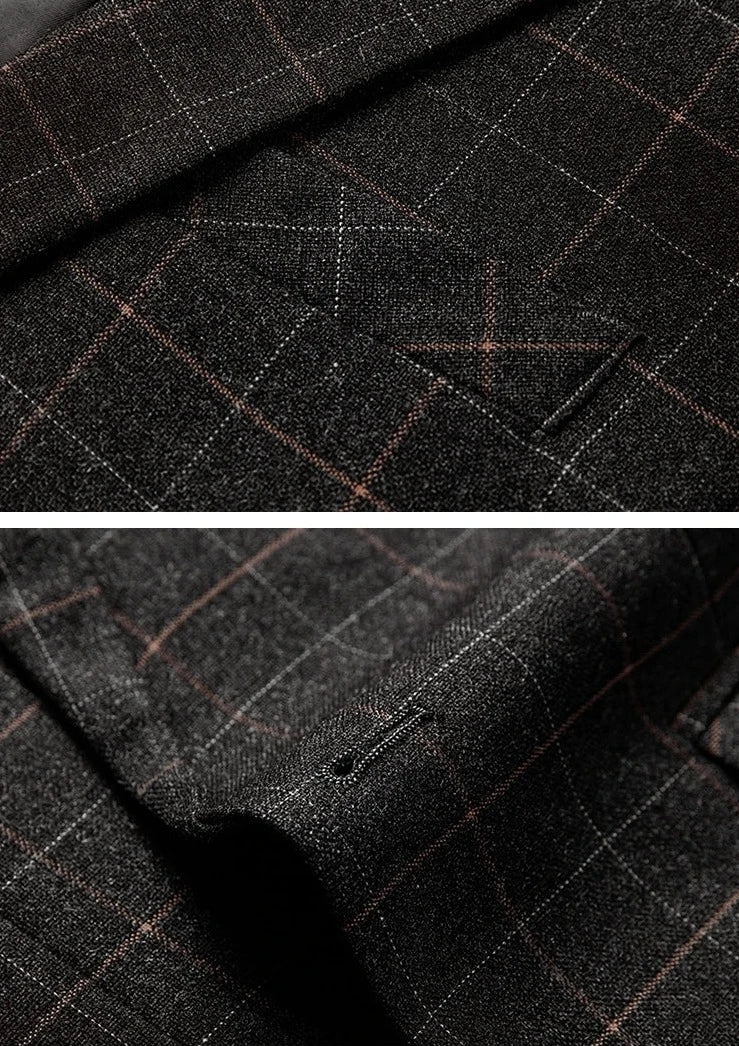 Herren Sakko Karo Design Slim-Fit Hochwertige Materialien