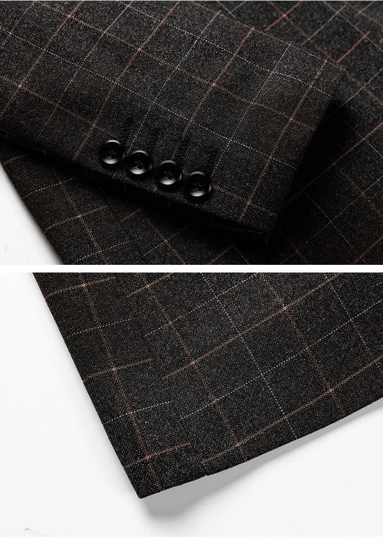 Herren Sakko Karo Design Slim-Fit Hochwertige Materialien