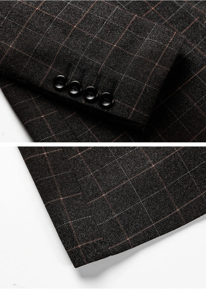 Herren Sakko Karo Design Slim-Fit Hochwertige Materialien