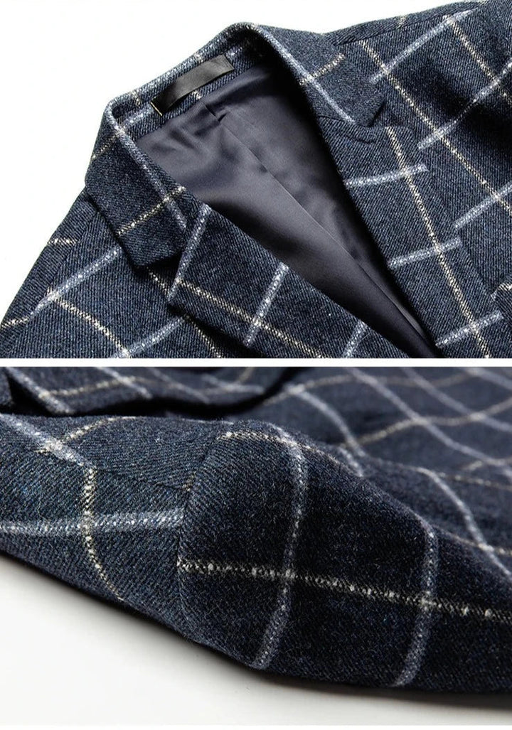 Herren Sakko Karo Muster Hochwertig Elegant