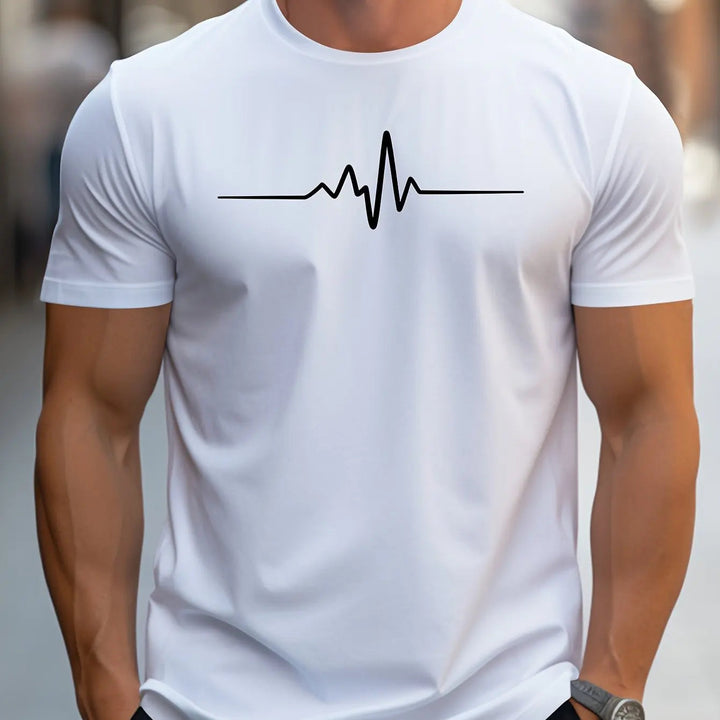 Herren Slim Fit T-Shirt mit Herzschlag-Print