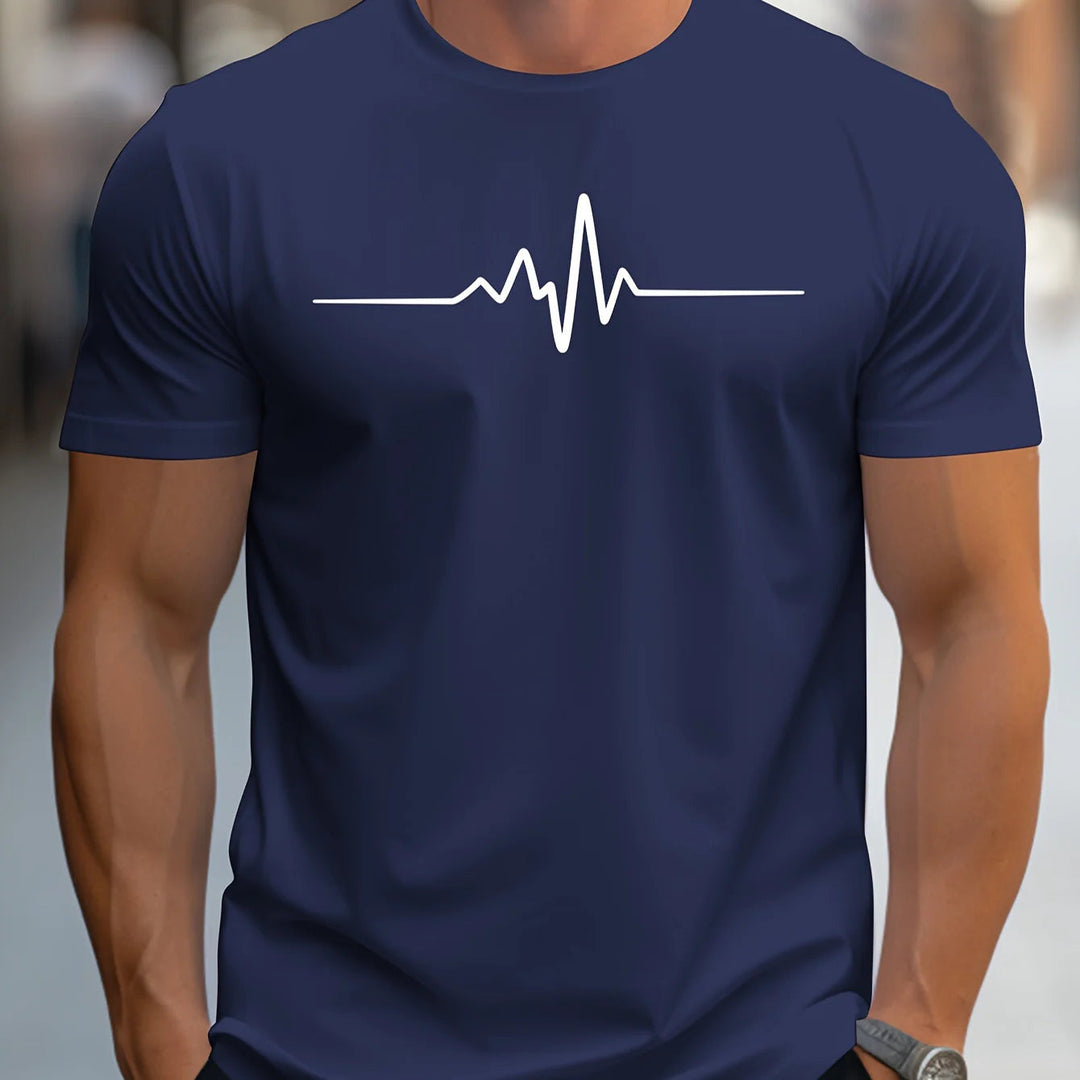 Herren Slim Fit T-Shirt mit Herzschlag-Print