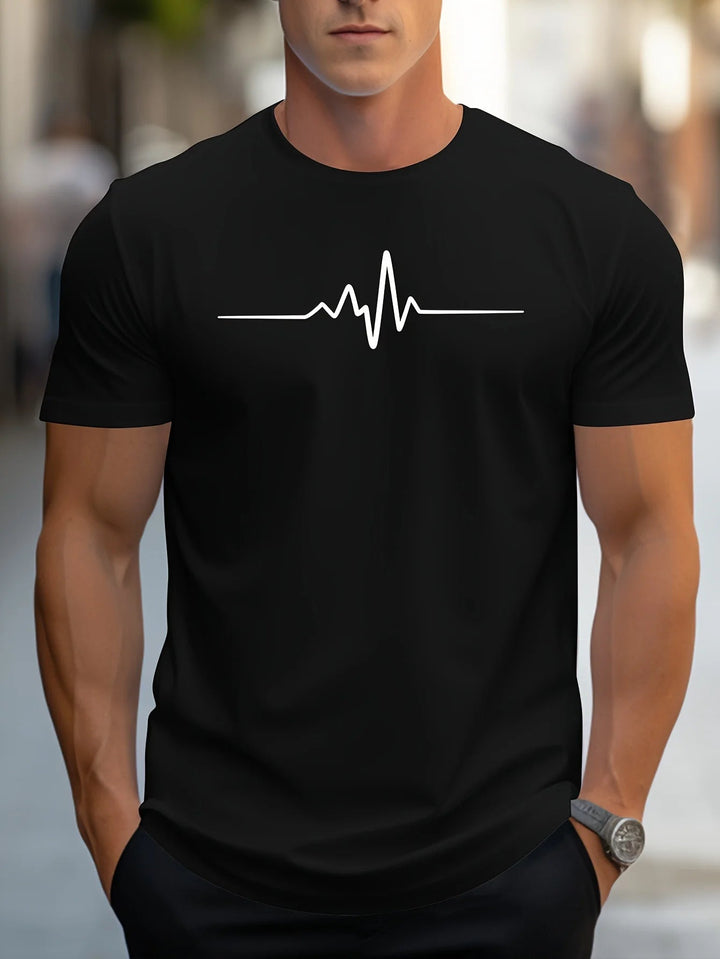 Herren Slim Fit T-Shirt mit Herzschlag-Print