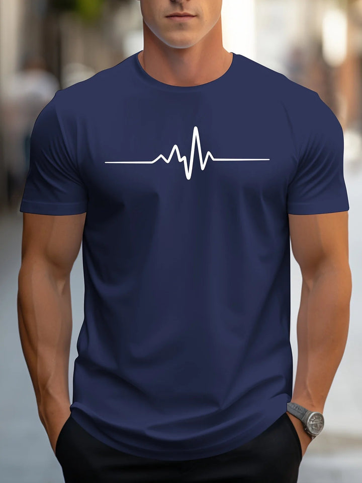 Herren Slim Fit T-Shirt mit Herzschlag-Print