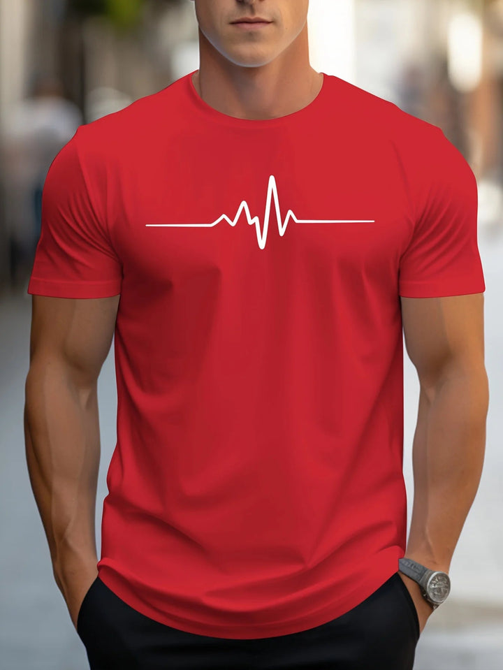 Herren Slim Fit T-Shirt mit Herzschlag-Print