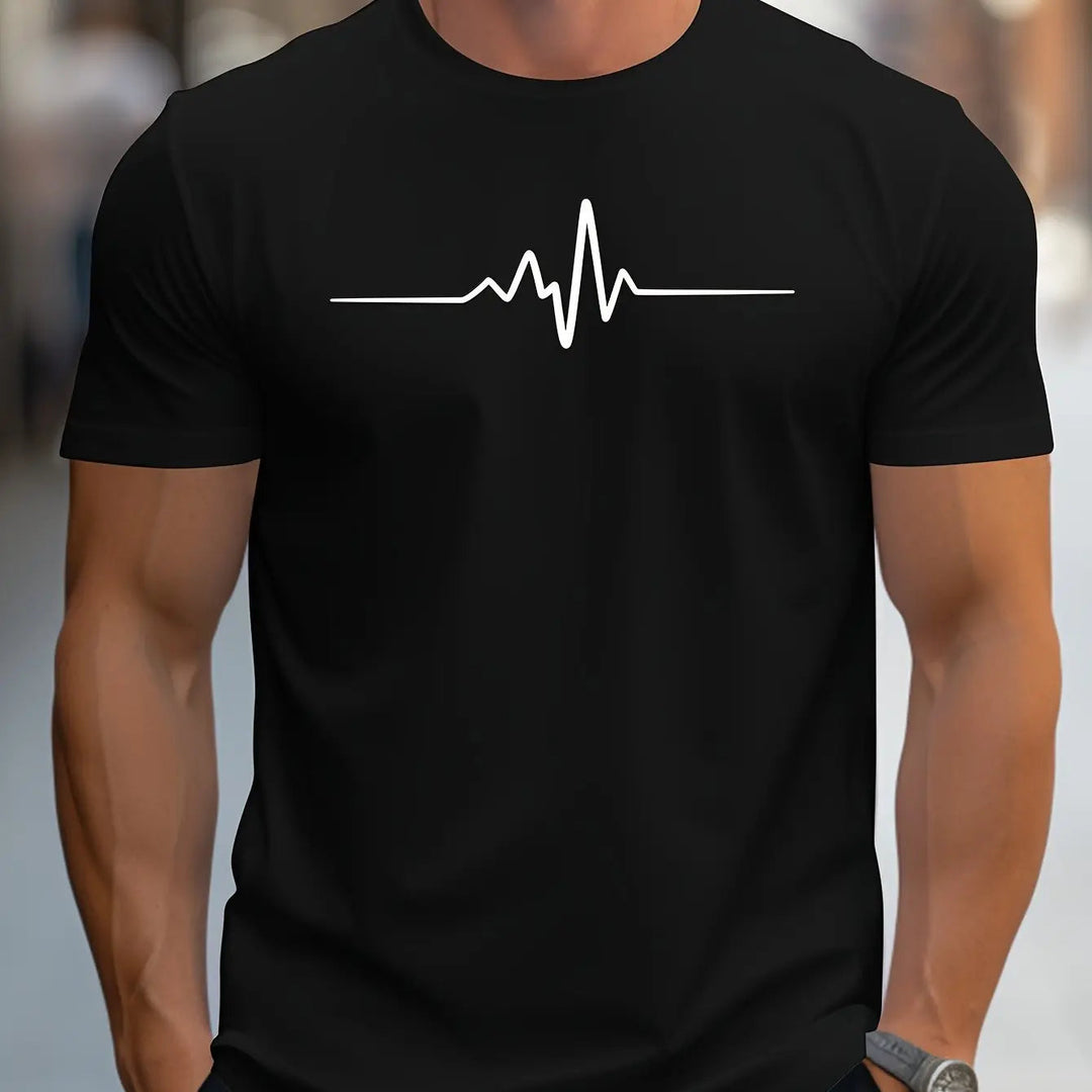 Herren Slim Fit T-Shirt mit Herzschlag-Print