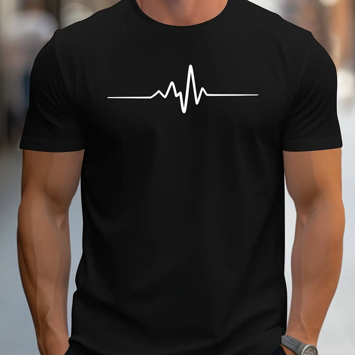 Herren Slim Fit T-Shirt mit Herzschlag-Print