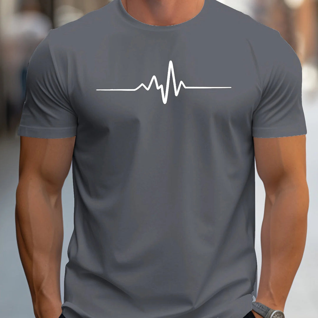 Herren Slim Fit T-Shirt mit Herzschlag-Print