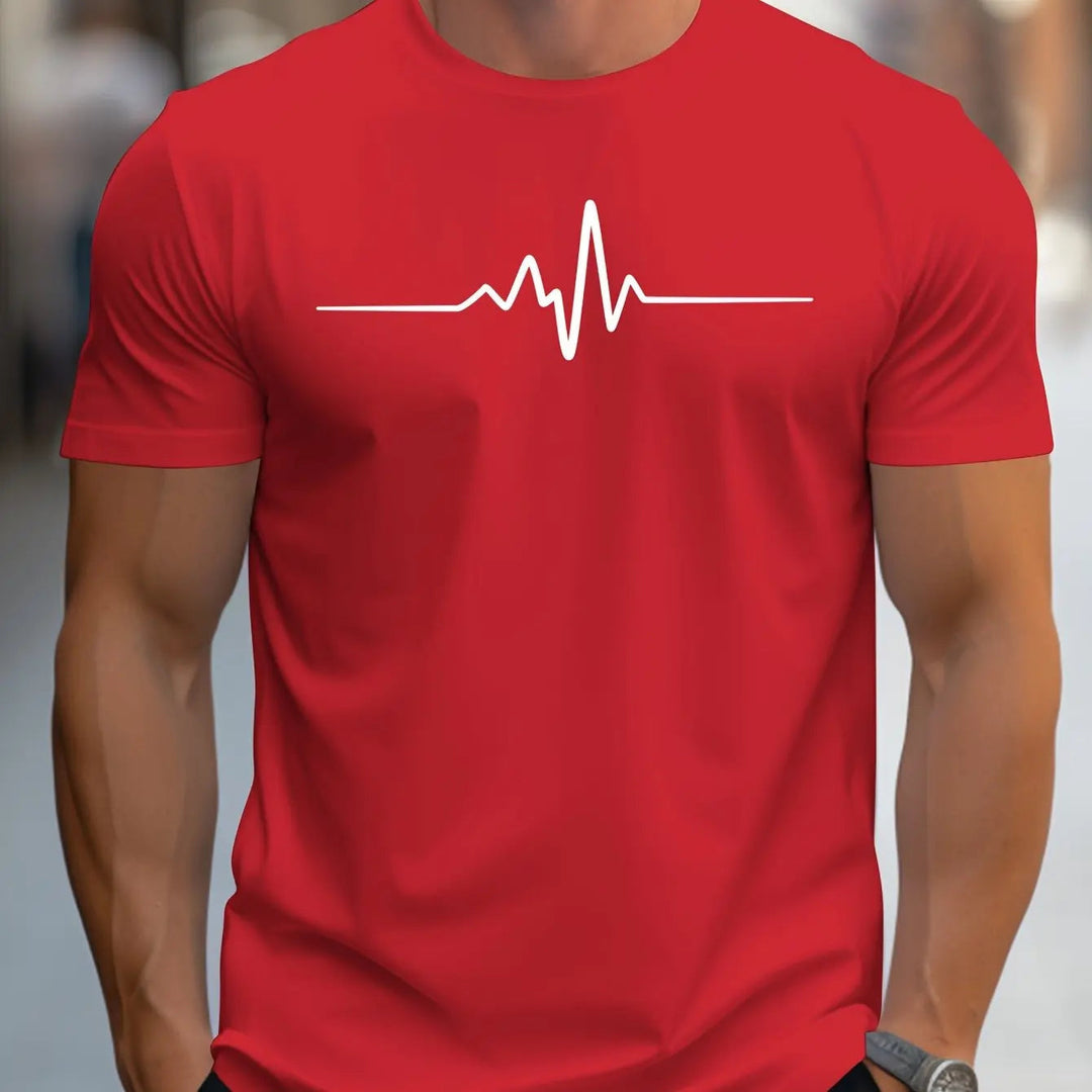 Herren Slim Fit T-Shirt mit Herzschlag-Print