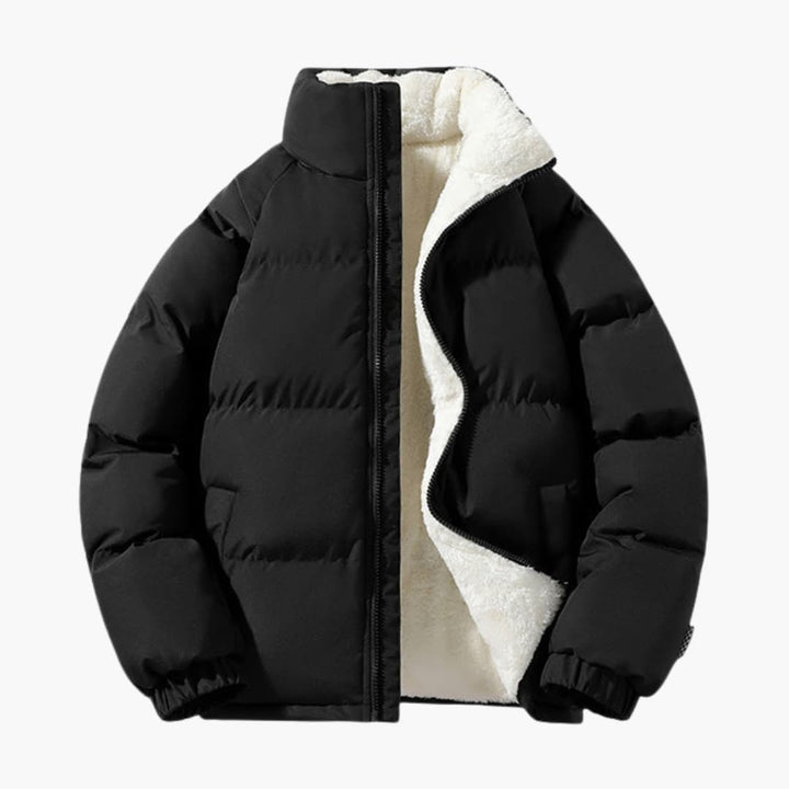 Herren Steppjacke Fleece Warm mit Hohem Kragen und Reißverschluss