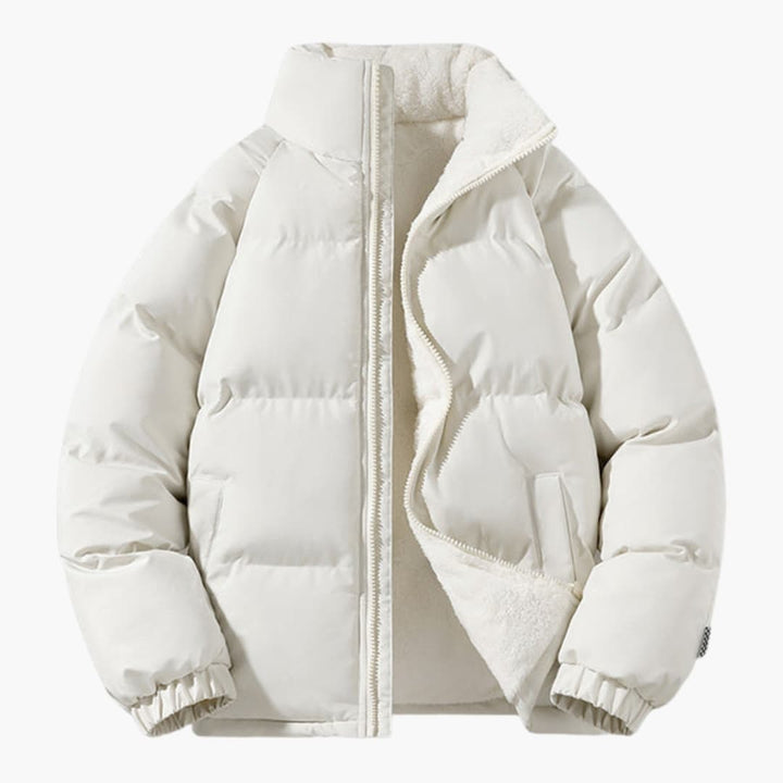 Herren Steppjacke Fleece Warm mit Hohem Kragen und Reißverschluss