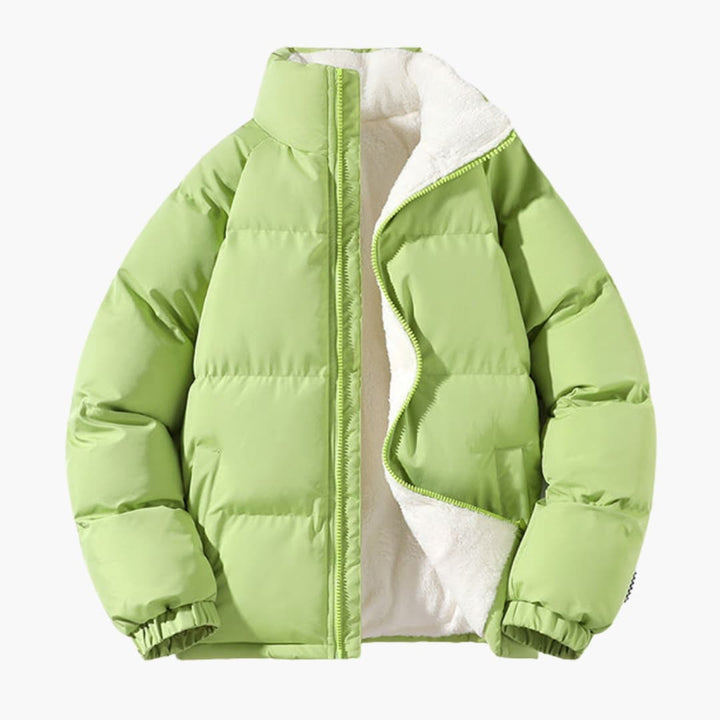 Herren Steppjacke Fleece Warm mit Hohem Kragen und Reißverschluss