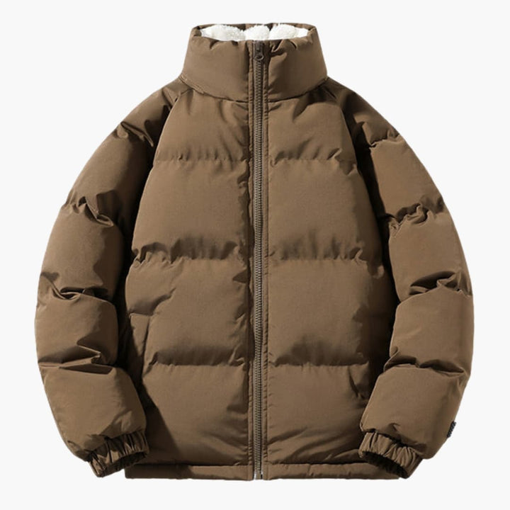 Herren Steppjacke Fleece Warm mit Hohem Kragen und Reißverschluss