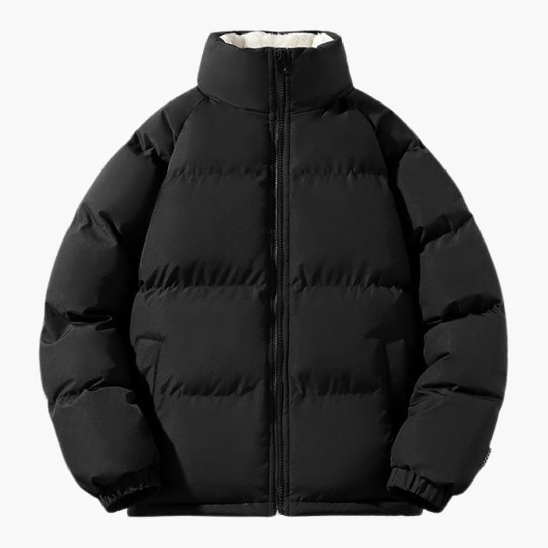 Herren Steppjacke Fleece Warm mit Hohem Kragen und Reißverschluss