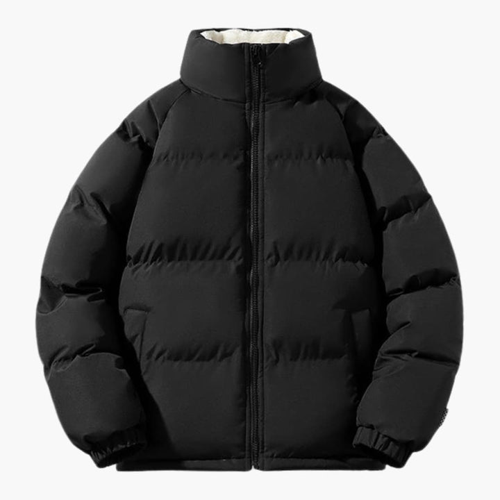 Herren Steppjacke Fleece Warm mit Hohem Kragen und Reißverschluss