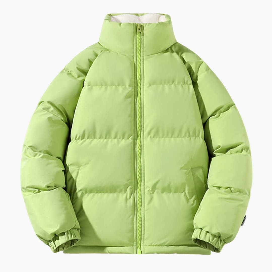 Herren Steppjacke Fleece Warm mit Hohem Kragen und Reißverschluss