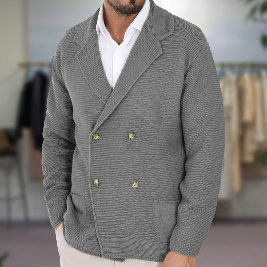 Herren Strickjacke Cardigan Zweireihig Aus Hochwertiger Baumwolle 1
