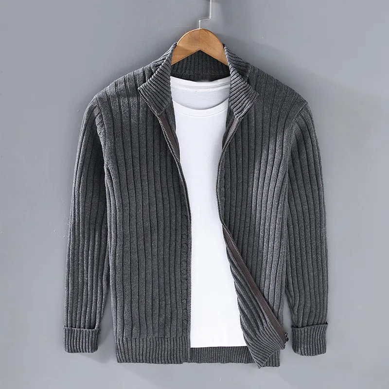Herren Strickjacke Rippstrick mit Stehkragen – Elegante Cardigan für Vielseitige Looks 4
