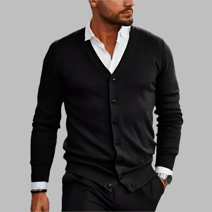 Herren Strickjacke V-Ausschnitt Baumwolle Cardigan 0