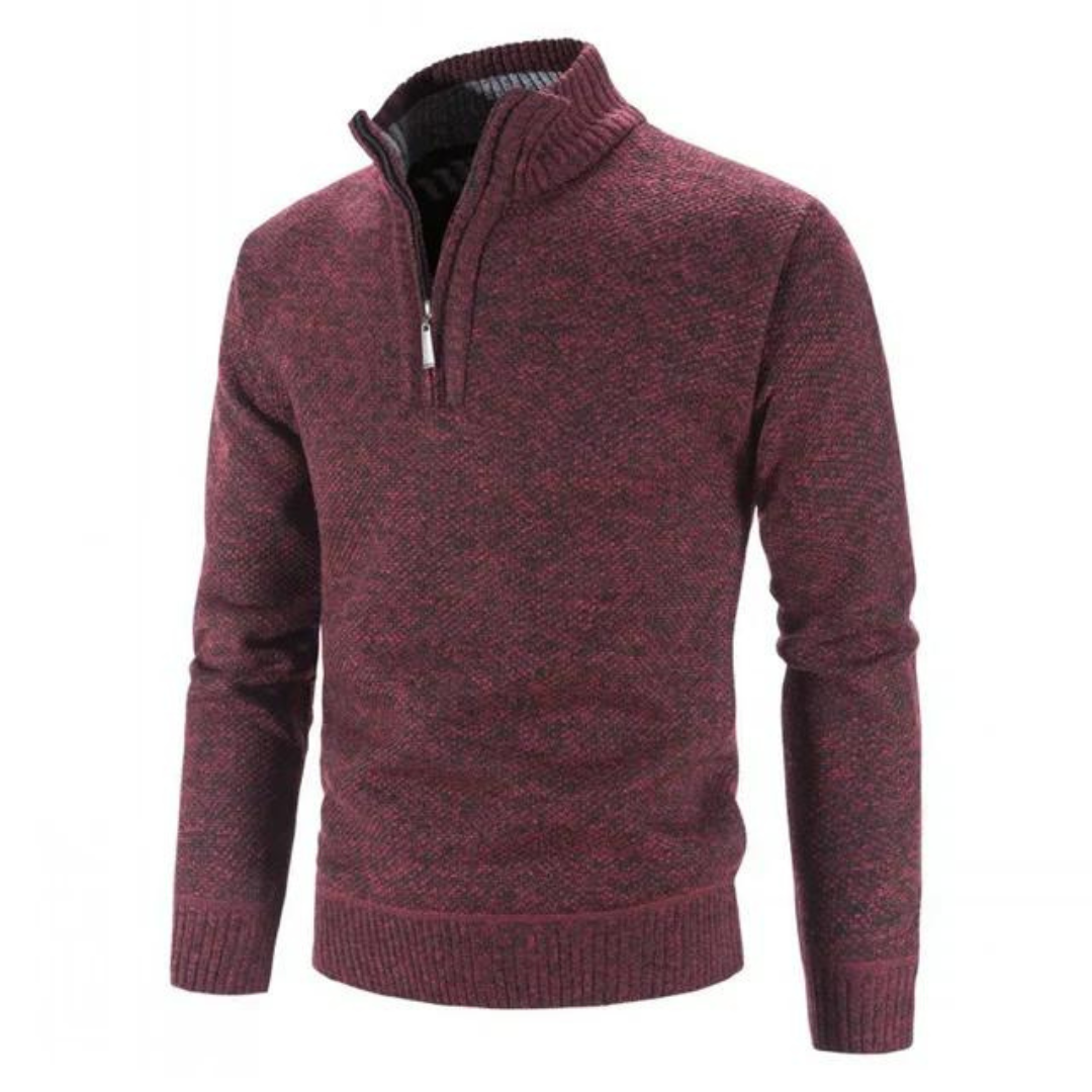 Herren Strickpullover Hochwertige Strickware Halber Reißverschluss Modern
