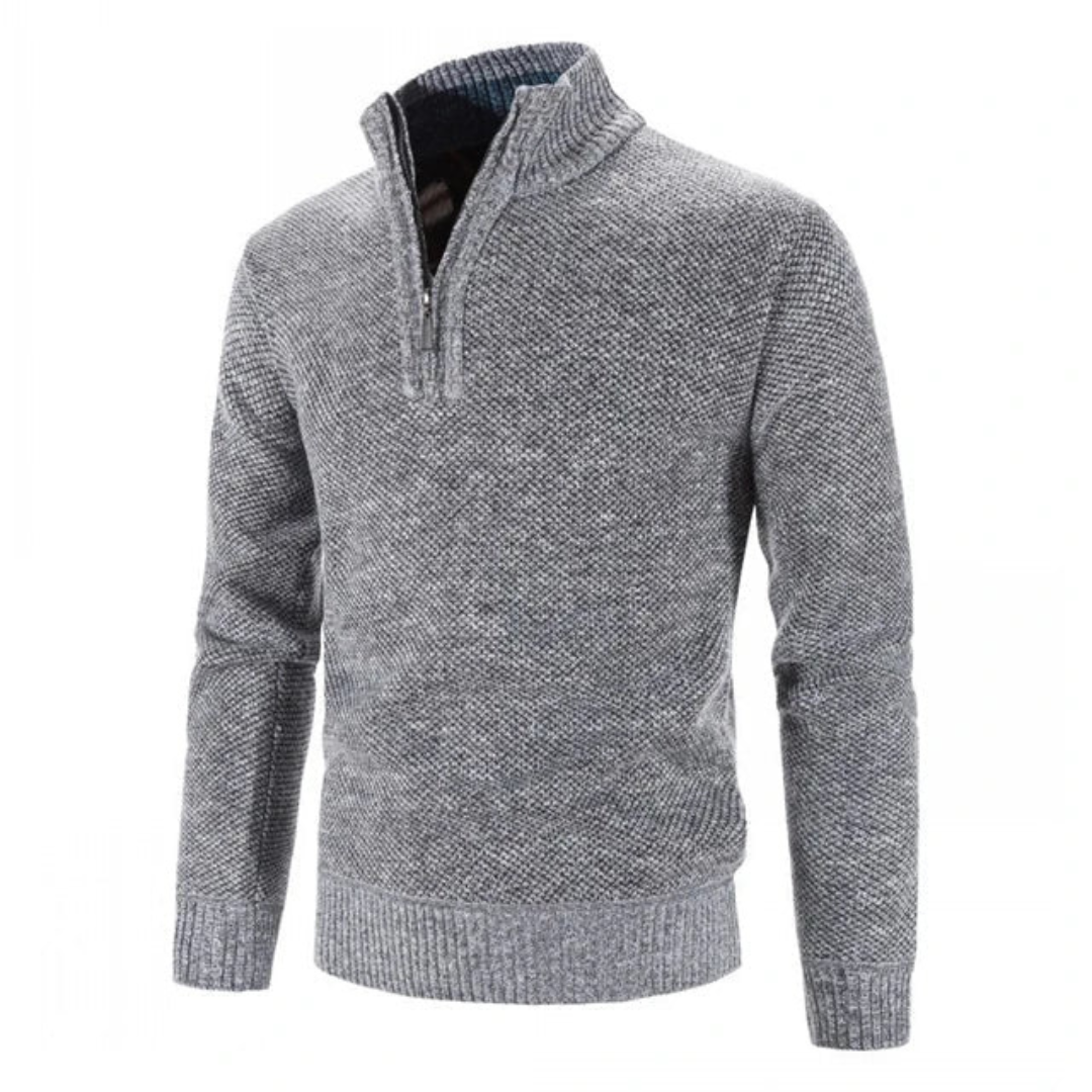 Herren Strickpullover Hochwertige Strickware Halber Reißverschluss Modern