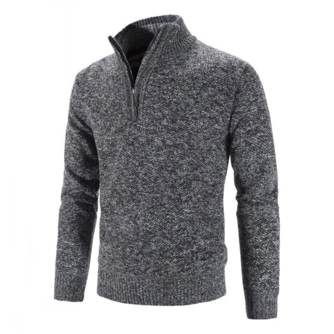 Herren Strickpullover Hochwertige Strickware Halber Reißverschluss Modern