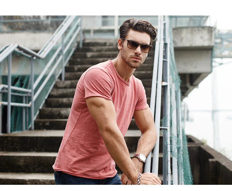 Herren T-Shirt Baumwolle Lässig Casual Style