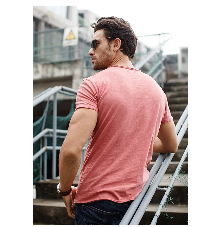 Herren T-Shirt Baumwolle Lässig Casual Style