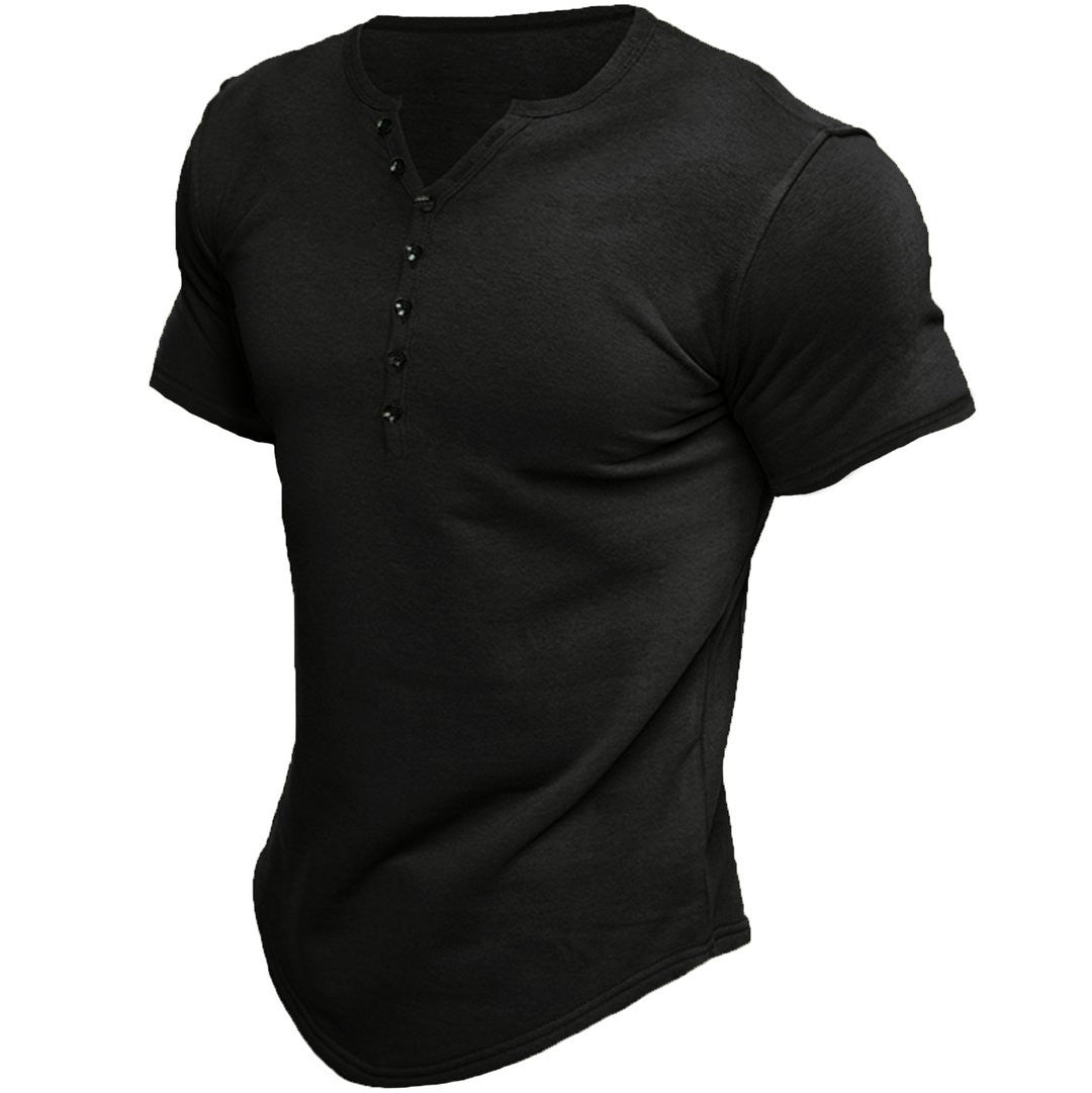 Herren T-Shirt mit Halber Knopfleiste Slim Fit