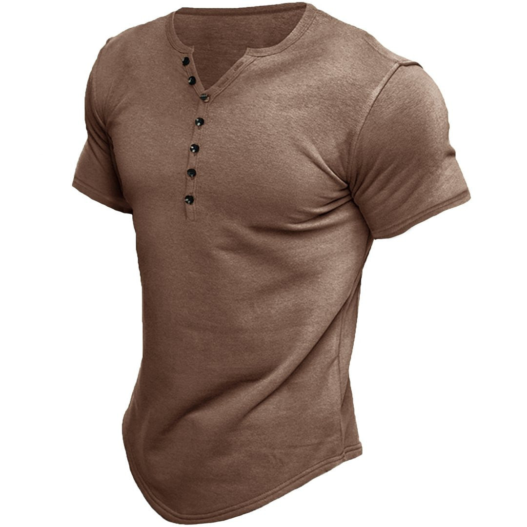 Herren T-Shirt mit Halber Knopfleiste Slim Fit