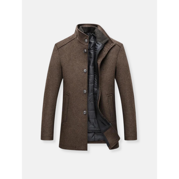 Herren Trenchcoat Aus Warmem Material Mit Langen Ärmeln