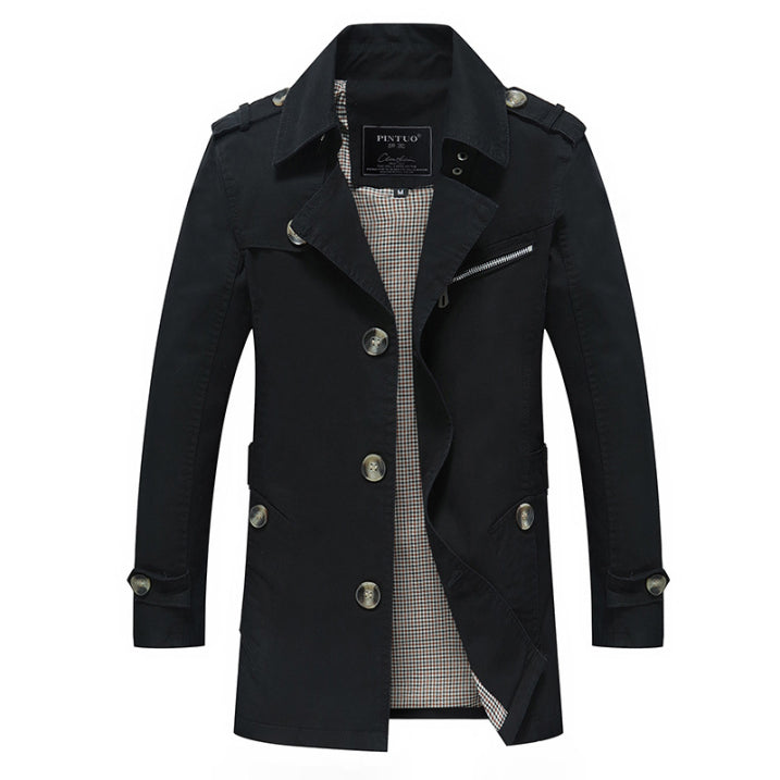 Herren Trenchcoat Wasserabweisend Zweireihig Eleganter Mantel für Männer