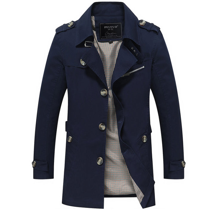 Herren Trenchcoat Wasserabweisend Zweireihig Eleganter Mantel für Männer