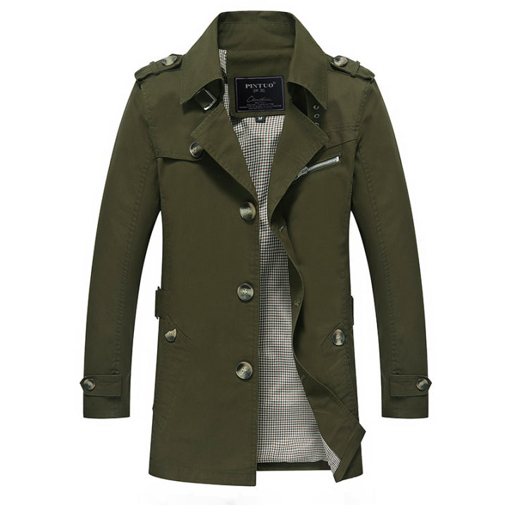 Herren Trenchcoat Wasserabweisend Zweireihig Eleganter Mantel für Männer