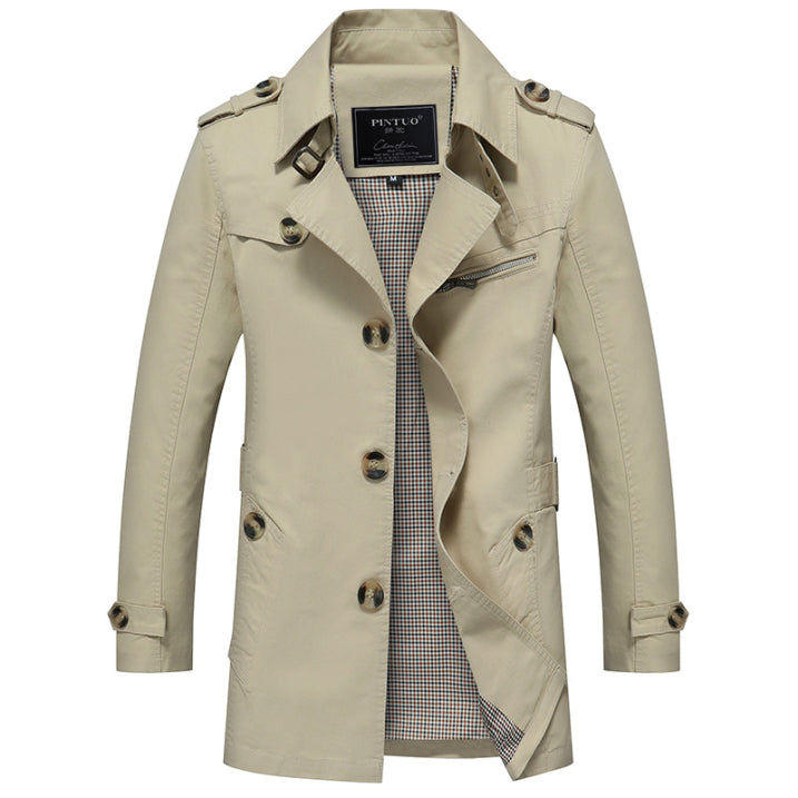 Herren Trenchcoat Wasserabweisend Zweireihig Eleganter Mantel für Männer