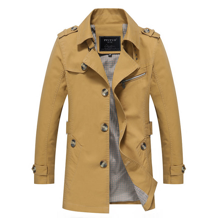 Herren Trenchcoat Wasserabweisend Zweireihig Eleganter Mantel für Männer
