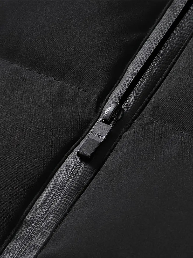 Herren Weste Stepp Schwarz Minimalistisch mit Stehkragen und Reißverschlusstaschen