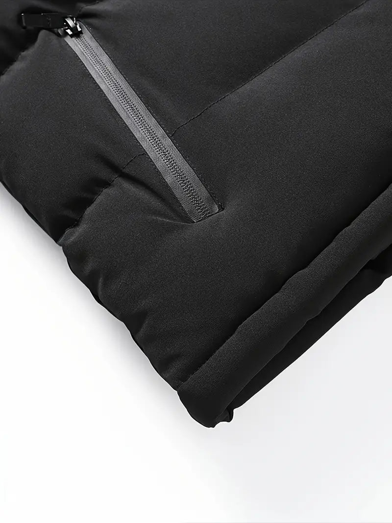 Herren Weste Stepp Schwarz Minimalistisch mit Stehkragen und Reißverschlusstaschen