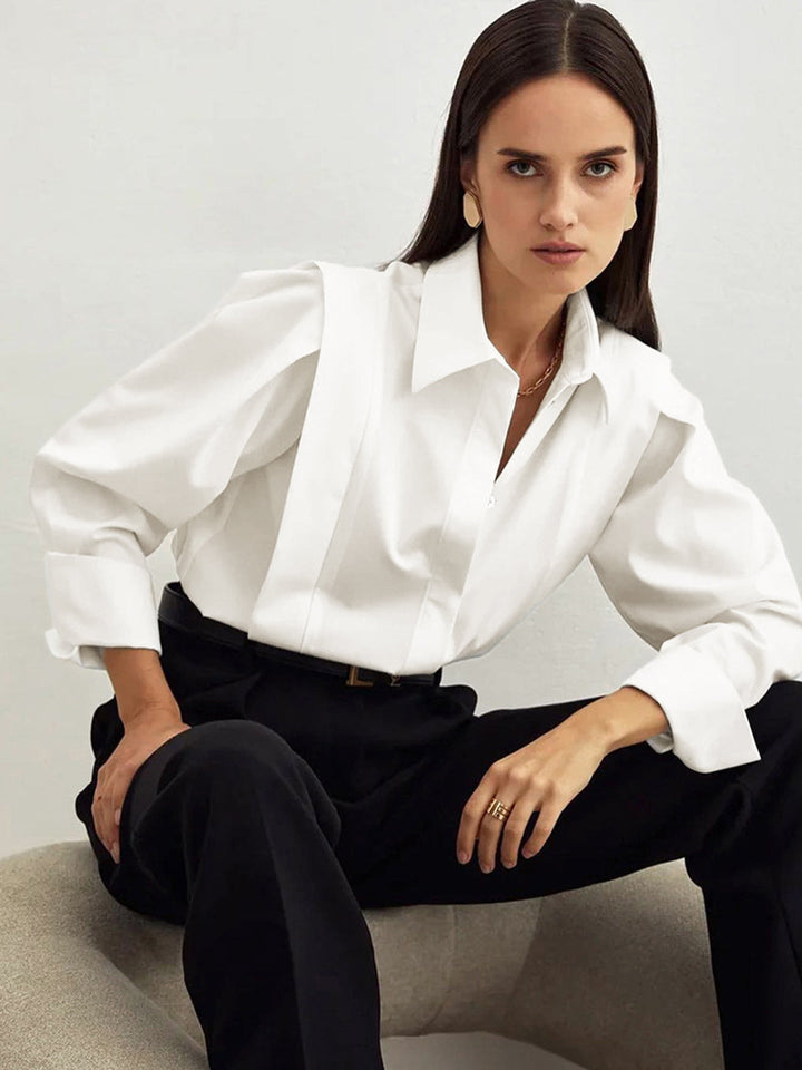 Langarm Button-Down Hemd Damen - Baumwolle Klassisches Button-Down Design