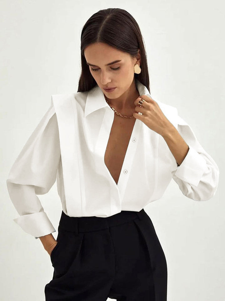 Langarm Button-Down Hemd Damen - Baumwolle Klassisches Button-Down Design