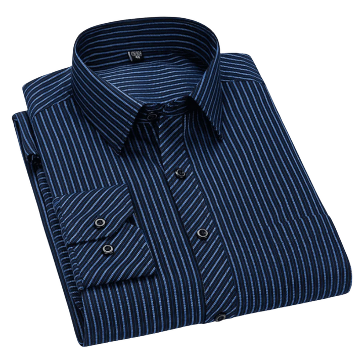 Chemise homme manches longues coton motif rayures classique élégant