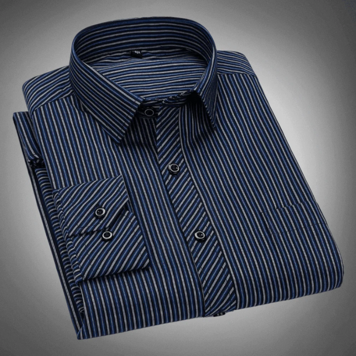 Chemise homme manches longues coton motif rayures classique élégant