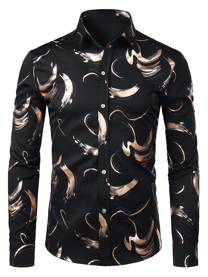 Chemise homme manches longues coton design moderne imprimé