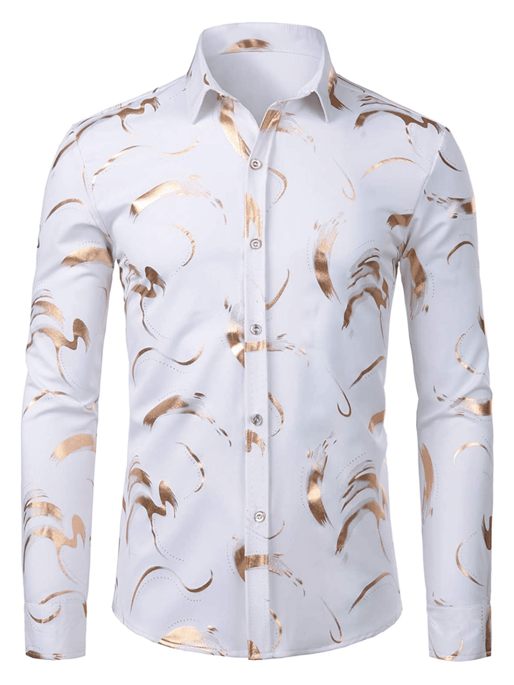 Chemise homme manches longues coton design moderne imprimé