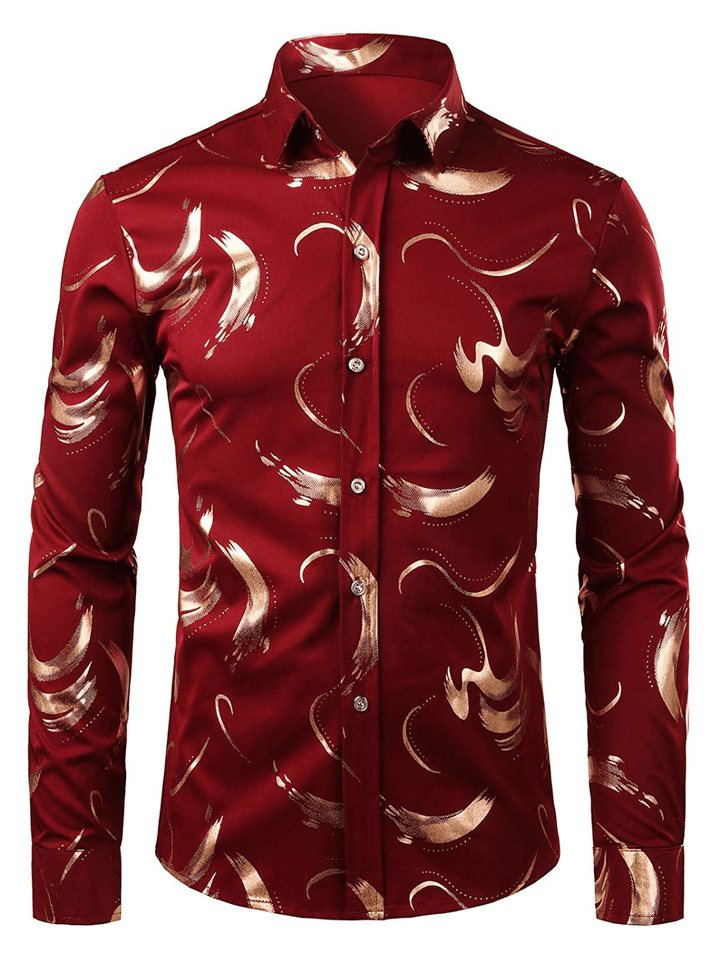 Chemise homme manches longues coton design moderne imprimé