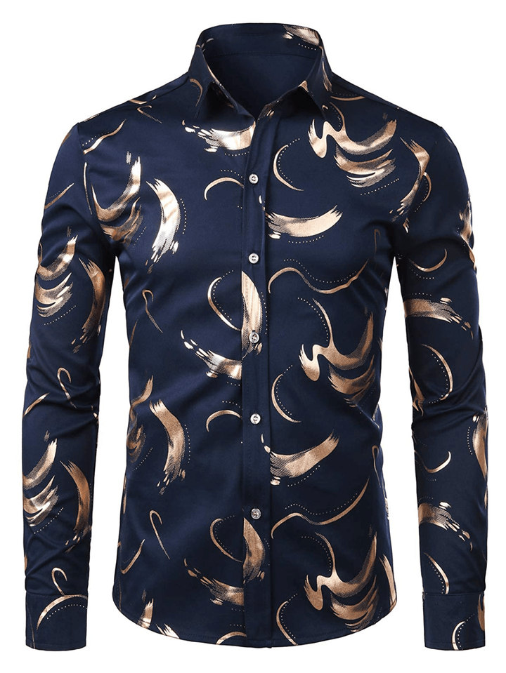 Chemise homme manches longues coton design moderne imprimé