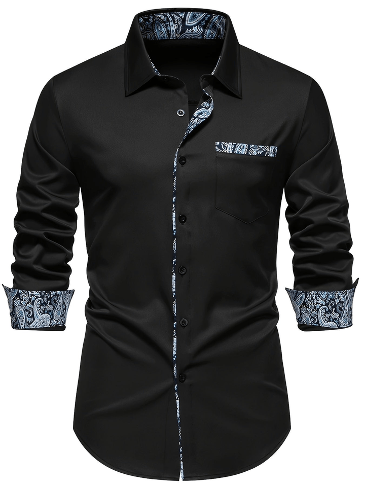 Chemise homme manches longues motif paisley en matériau de haute qualité