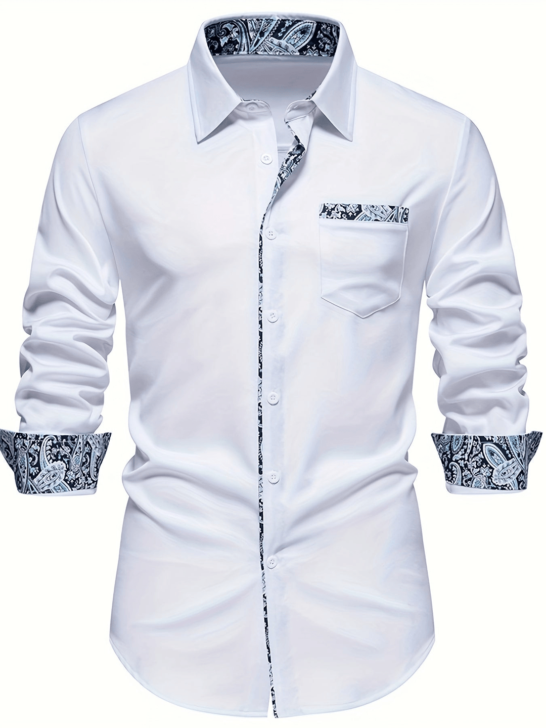 Chemise homme manches longues motif paisley en matériau de haute qualité