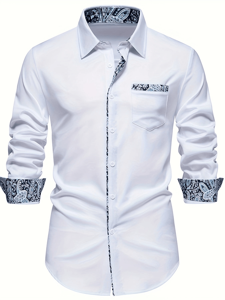 Chemise homme manches longues motif paisley en matériau de haute qualité